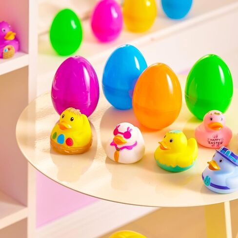 12 قطعة من بيض عيد الفصح المملوء مسبقًا من Joyin مع البط المطاطي، وحشو سلة البط لعيد الفصح للأطفال الصغار والرضع، وألعاب حوض الاستحمام، وصيد بيض عيد الفصح، وجوائز الفصل الدراسي للأطفال in Kuwait