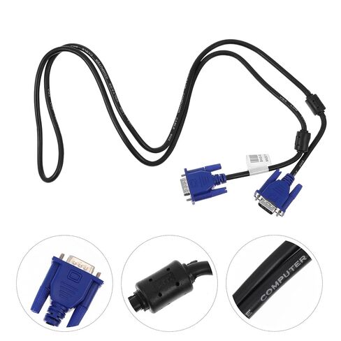 Kisangel 2pcs Vga Data Cable for Computer Monitor Projector Core Vga Connector Black Cable with Blue Interface Lightweight and Compact Design for Laptop Display in Saudi Arabia