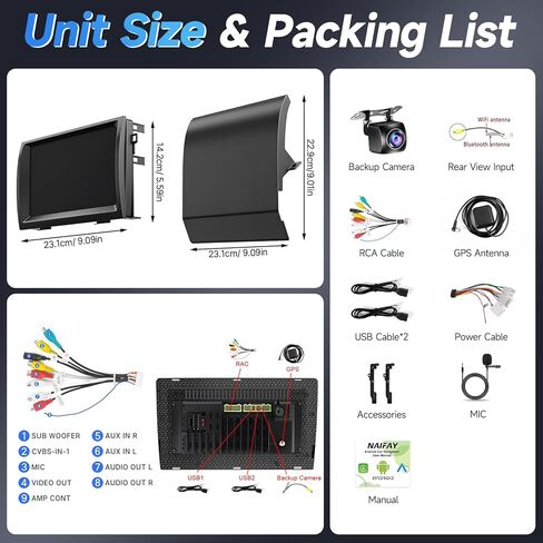 Naifay Android Car Radio for (إصدار غير J.B.L) Toyota Prius 2004 2005 2006 2007 2008 2009، 2G+32G 9 بوصة شاشة تعمل باللمس لسيارة Toyota Prius Stereo مع Carplay Android Auto Bluetooth GPS WiFi Camera MIC in Kuwait