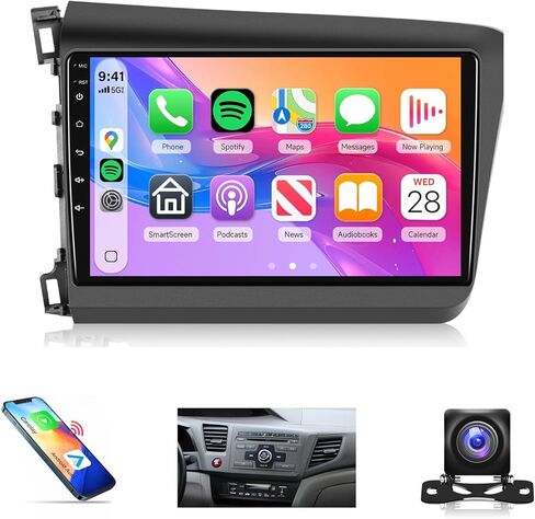 8 Core 6G+128G Android 15 Car Stereo Radio for Honda Civic 2012 2013 2014 2015, Rimoody Wireless Carplay Andorid auto GPS 5G-WiFi 10.1'' Touchscreen DSP Bluetooth 5.0 FM/RDS SWC Backup Camera in Saudi Arabia