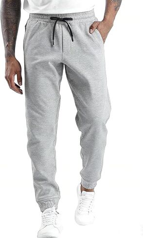 Men's Casual Joggers Cotton Sweatpants Workout Athletic Pants with Pockets gusseted Crotch for Lounge,Gym,Running in Saudi Arabia