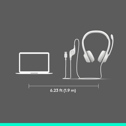 Logitech H390 Gaming Headphones, Wired Headphones with Mic, USB Headset with Microphone for PC, Noise Cancelling Microphone for Video Meetings, Music, Gaming - Off White Total Count 48, Pack of 4 in Saudi Arabia