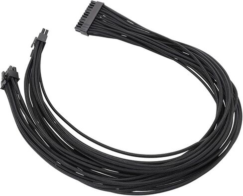 كابل وحدات مسطح أسود فعال 18AWG 10Pin + 18Pin إلى 24Pin لإمداد طاقة الكمبيوتر بطول 60 سم in Kuwait