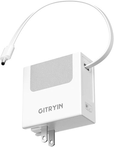 Gitryin 65W USB C Retractable Wall Charger with Built-in Type-C Cable, 2-in-1 Foldable Fast Charger Block, Travel Essentials Compatible for Laptop, MacBook Pro/Air, iPhone 16/15, iPad, Galaxy, Pixel in Kuwait