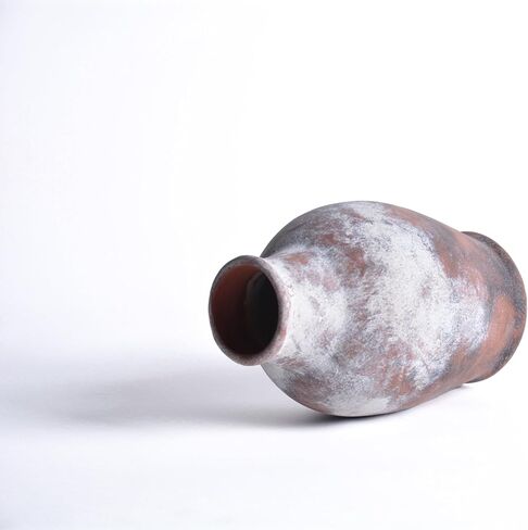 Handmade Rustic Ceramic Decorative vase, 8.3 x 5.5 inches, Off-White, Handcrafted in Vintage Style, Complements Rustic, Country, and Various Decor Themes. in Saudi Arabia