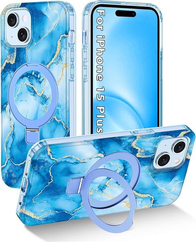 for iPhone 17 Pro Max Case,[Compatible with MagSafe][Magnetic Invisible Ring Stand],Shockproof Protective Slim Women Girl Case for Apple iPhone 17 Pro Max 6.9 inch,Blue Violet Marble in Saudi Arabia