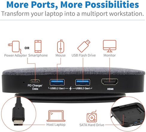 Tripp Lite USB C Dock Single Display 4K HDMI USB-A/USB C Hub 100W Charging (U442-DOCK17-GY) in Saudi Arabia