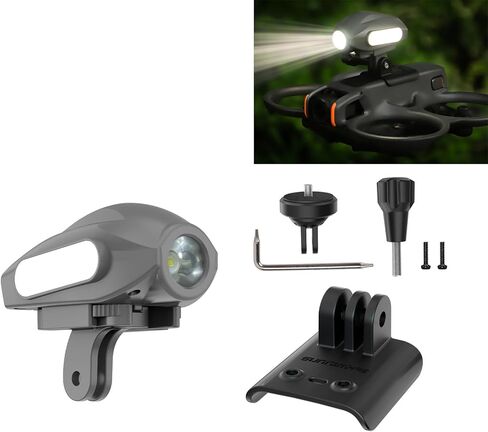 LICHIFIT Searchlights Strobe Light مع حامل بدون طيار لـ DJI Avata 2 Spotlight Floodlight Bracket Support لتركيب ضوء الطيران الليلي على الطائرة بدون طيار مع محول كاميرا الحركة لـ Insta360 GO 3S / GO3 in Kuwait