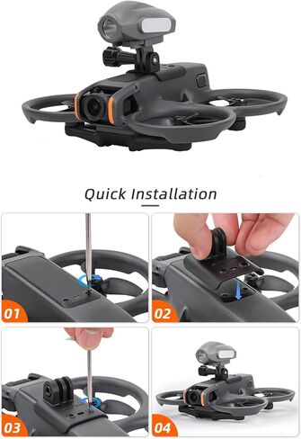 LICHIFIT Searchlights Strobe Light مع حامل بدون طيار لـ DJI Avata 2 Spotlight Floodlight Bracket Support لتركيب ضوء الطيران الليلي على الطائرة بدون طيار مع محول كاميرا الحركة لـ Insta360 GO 3S / GO3 in Kuwait