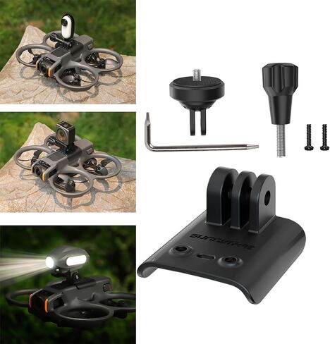 LICHIFIT Searchlights Strobe Light مع حامل بدون طيار لـ DJI Avata 2 Spotlight Floodlight Bracket Support لتركيب ضوء الطيران الليلي على الطائرة بدون طيار مع محول كاميرا الحركة لـ Insta360 GO 3S / GO3 in Kuwait