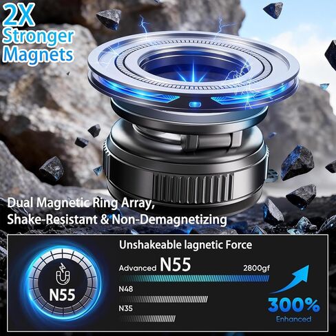 حامل هاتف السيارة لـ Magsafe، حامل سيارة قابل للطي بزاوية 360 درجة [أقوى شفط 108 رطل ومغناطيس 2800 جرام] محمول للسيارة / صالة الألعاب الرياضية / حامل المرآة / حامل يومي لهاتف iPhone وجميع الهواتف الذكية، أسود in Kuwait