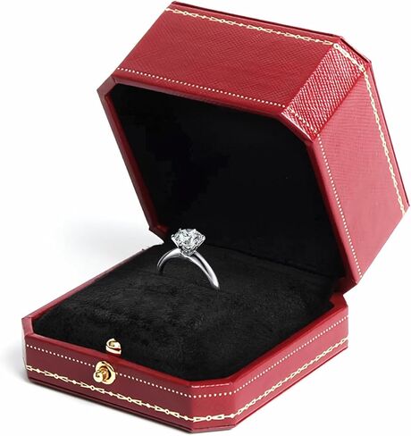 PU Leather Large Double Ring Box,Engagement Ring Box,Jewelry Gift Box,Wedding Day Ceremony 2 Slots Ring Display Box,Vintage Ring Case in Saudi Arabia