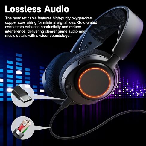 كابل Arctis Nova 3 متوافق مع سماعة ألعاب SteelSeries New Arctis Nova 3 متعددة المنصات، كابل سماعة رأس USB-C إلى 3.5 مم للكمبيوتر الشخصي، PS4، Xbox One، Mac، الهواتف الذكية، الأجهزة اللوحية، 4.9 قدم in Saudi Arabia