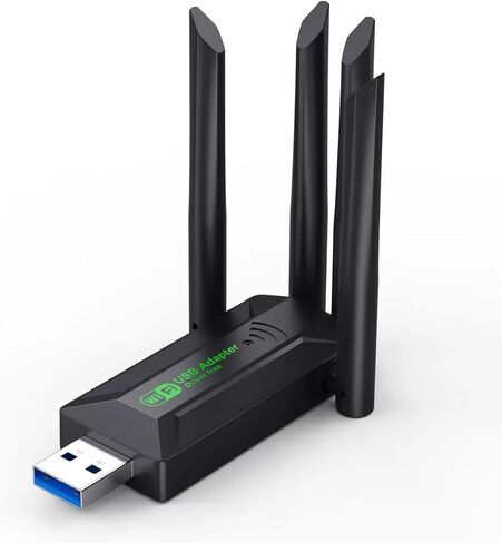 محول واي فاي للكمبيوتر المكتبي، دونجل شبكة USB 3.0 AC1300Mbps لاسلكي مع هوائيات مزدوجة عالية الكسب 5dBi، نطاق مزدوج 2.4 جيجا هرتز/5 جيجا هرتز لأجهزة الكمبيوتر المحمول المتوافقة مع Windows11/10/8/7 in Saudi Arabia