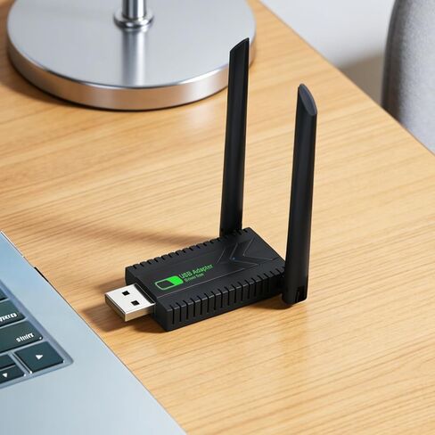 محول واي فاي للكمبيوتر المكتبي، دونجل شبكة USB 3.0 AC1300Mbps لاسلكي مع هوائيات مزدوجة عالية الكسب 5dBi، نطاق مزدوج 2.4 جيجا هرتز/5 جيجا هرتز لأجهزة الكمبيوتر المحمول المتوافقة مع Windows11/10/8/7 in Saudi Arabia