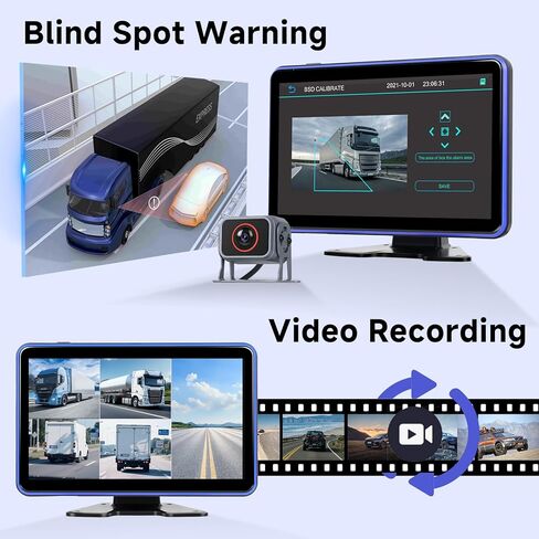 5 Channel Touchscreen Backup Camera Monitor for Truck/RV/Semi Trailer/Van/Cars, 10.1 Inch HD Night Vision backup system, Music& Video Blind Spot Warning Loop Record Waterproof Reverse Cameras USB Slot in Saudi Arabia