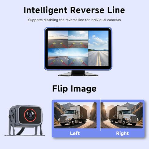 5 Channel Touchscreen Backup Camera Monitor for Truck/RV/Semi Trailer/Van/Cars, 10.1 Inch HD Night Vision backup system, Music& Video Blind Spot Warning Loop Record Waterproof Reverse Cameras USB Slot in Saudi Arabia