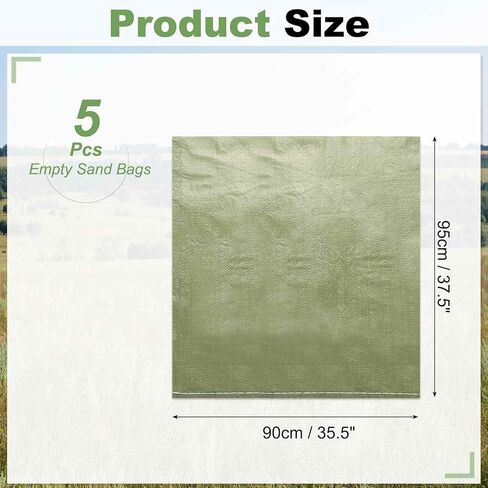 PATIKIL Heavy Duty Sand Bags, (35.5"x37.5", Gray) (5 Pcs), Empty Sandbags Woven Polypropylene Sandbags Sand Bags Suit for - Flooding Weight Construction Earth Bag Homes in Saudi Arabia