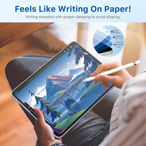 MoKo 2 Pack Paperfeel Screen Protector for iPad A16 11th Generation 2025 11 inch/iPad 10th Generation 2022 10.9 inch, Like Writing on Real Paper Matte PET Film, Anti-Glare, Case Friendly in Saudi Arabia