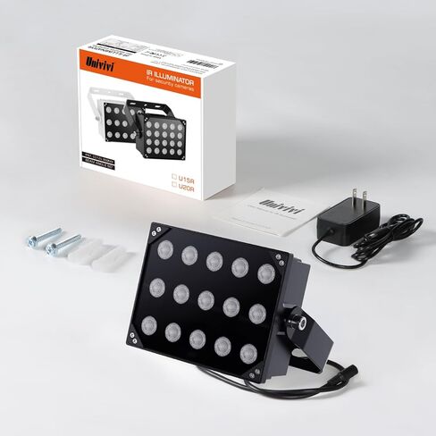 [ترقية] Univivi IR Illuminator 15 LEDs 90 درجة زاوية واسعة IR أضواء للرؤية الليلية IP67 مقاوم للماء 850 نانومتر ضوء الأشعة تحت الحمراء لكاميرا المراقبة الأمنية الداخلية والخارجية in Kuwait