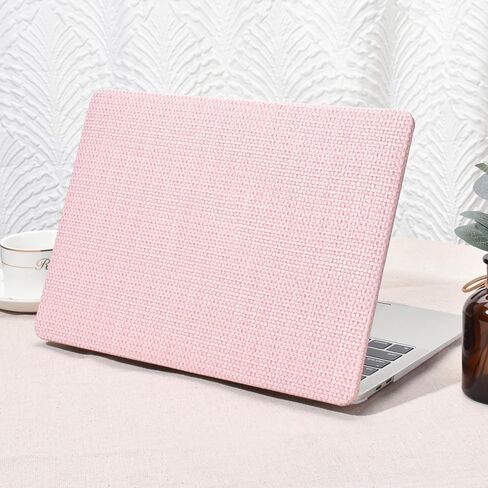 Seorsok متوافق مع حافظة MacBook Air 13 بوصة إصدار 2022-2018 A1932 A2179 M1 A2337 Touch ID، حافظة جلدية أنيقة من البلاستيك الصلب مع غطاء لوحة المفاتيح، قماش منسوج باللون البيج بدون تصميم مقطوع للشعار in Saudi Arabia
