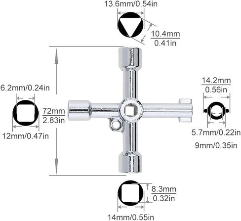4-Way Key, Multi-Functional Utilities Key, Plumbing Wrench, Plumber Opening Tool for Electric Control Water Gas Meter Box Cupboard Cabinet Train in Saudi Arabia