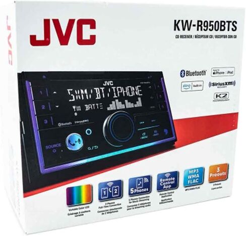 جهاز استقبال سي دي JVC KW-R950BTS 2-DIN BT/USB/Sirius XM/Amazon Alexa/13 نطاق EQ/إضاءة متغيرة الألوان مع موالف راديو القمر الصناعي SXV300v1 in Kuwait