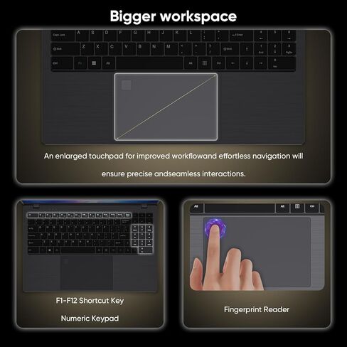 15.6" FHD IPS Laptop Computer-12GB RAM 256GB SSD 4-Core N95 (Beats 6500Y,8100Y) Notebook with Fingerprint, Numeric Keypad, Dual Type-C for Business Work, School Online Class, Daily Use -WiFi 5, BT5.0 in Saudi Arabia