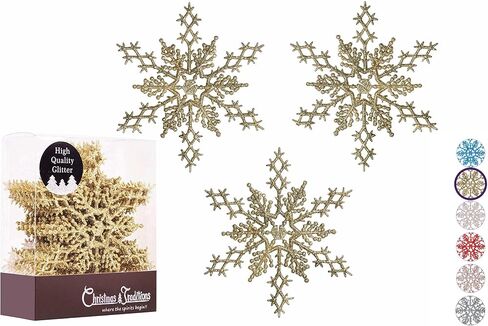 Christmas Traditions 6 inch Iridescent White Snowflake Ornaments (Set of 18) Glittered Hanging Tree Decorations (White Iridescent) in Saudi Arabia