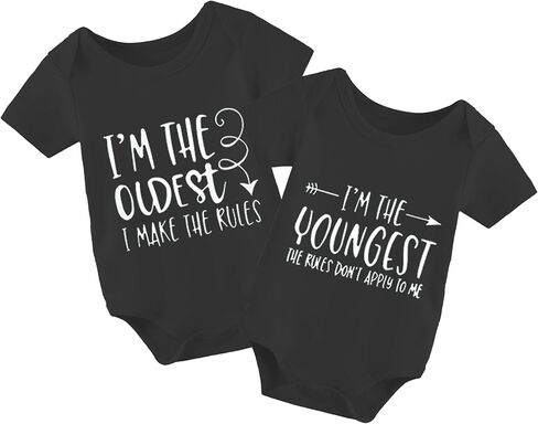 YSCULBUTOL Baby Twins Bodysuit I'm The Youngest Newborn Toddler Outfits Cute Baby Clothes Unisex Romper in Saudi Arabia