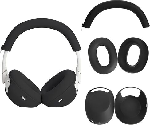 غطاء حماية لسماعات الرأس WH-1000XM6/XM6، يمنع العرق والغبار، قابل للغسل، وسادات الأذن، وأغطية الأذن، وعصابة الرأس، وغطاء واقٍ (أسود) in Kuwait