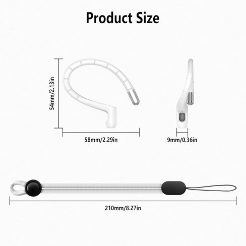 RunChao Anti-Slip Ear Hooks for Air Pods 4, 3, 2, 1, Pro 3, Pro 2, Pro, Soft Anti-Loss Sports EarHooks Earbuds (White) in Saudi Arabia