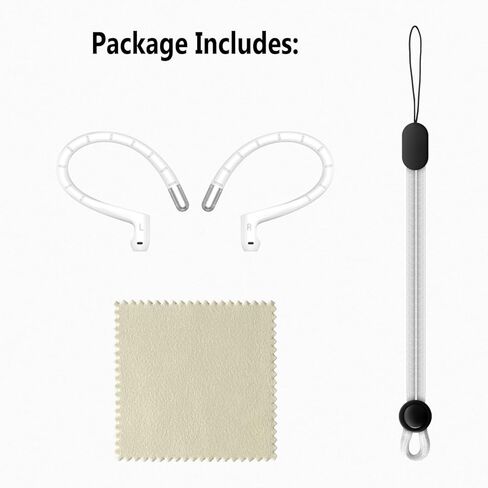 RunChao Anti-Slip Ear Hooks for Air Pods 4, 3, 2, 1, Pro 3, Pro 2, Pro, Soft Anti-Loss Sports EarHooks Earbuds (White) in Saudi Arabia