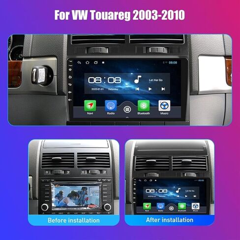 راديو ستيريو للسيارة مزدوج الدين متوافق مع طوارق 2003-2010 مع CarPlay Android Auto، مستقبل صوت راديو السيارة بشاشة تعمل باللمس 9 بوصة مع بلوتوث، كاميرا احتياطية والتحكم في عجلة القيادة، نظام تحديد المواقع العالمي، واي فاي in Saudi Arabia