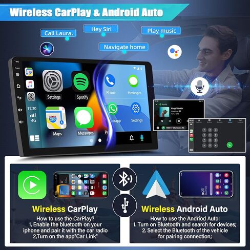 راديو ستيريو للسيارة مزدوج الدين متوافق مع طوارق 2003-2010 مع CarPlay Android Auto، مستقبل صوت راديو السيارة بشاشة تعمل باللمس 9 بوصة مع بلوتوث، كاميرا احتياطية والتحكم في عجلة القيادة، نظام تحديد المواقع العالمي، واي فاي in Saudi Arabia