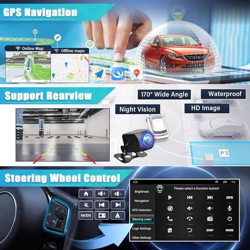 راديو ستيريو للسيارة مزدوج الدين متوافق مع طوارق 2003-2010 مع CarPlay Android Auto، مستقبل صوت راديو السيارة بشاشة تعمل باللمس 9 بوصة مع بلوتوث، كاميرا احتياطية والتحكم في عجلة القيادة، نظام تحديد المواقع العالمي، واي فاي in Saudi Arabia