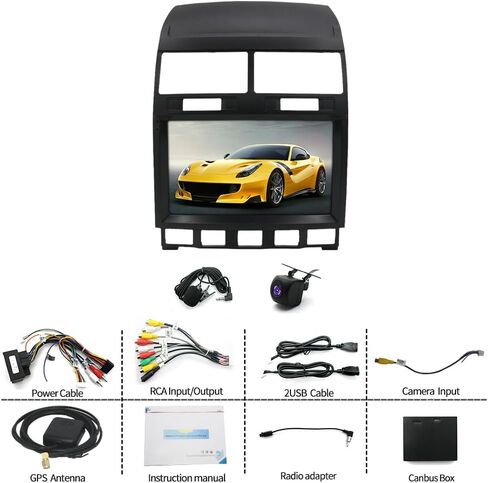 راديو ستيريو للسيارة مزدوج الدين متوافق مع طوارق 2003-2010 مع CarPlay Android Auto، مستقبل صوت راديو السيارة بشاشة تعمل باللمس 9 بوصة مع بلوتوث، كاميرا احتياطية والتحكم في عجلة القيادة، نظام تحديد المواقع العالمي، واي فاي in Saudi Arabia