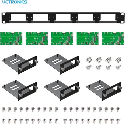 UCTRONICS 1U Carbon Steel Rack Mount for Raspberry Pi 5, 19" Server Rack with 5 PCIe to M.2 NVMe SSD Adapters – Support Up to 4 Pi 5 Units in Saudi Arabia