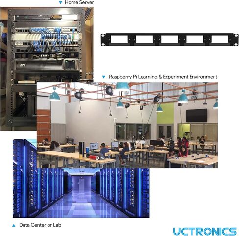 UCTRONICS 1U Carbon Steel Rack Mount for Raspberry Pi 5, 19" Server Rack with 5 PCIe to M.2 NVMe SSD Adapters – Support Up to 4 Pi 5 Units in Saudi Arabia