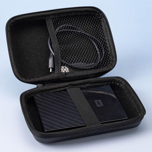 1pc EVA Hard Drive Case Shockproof Hard Shell Zipper Bag Portable Organizer for External HDD Cables Headphones Travel Home Office, Black in Saudi Arabia