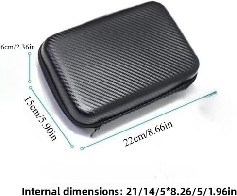 1pc EVA Hard Drive Case Shockproof Hard Shell Zipper Bag Portable Organizer for External HDD Cables Headphones Travel Home Office, Black in Saudi Arabia