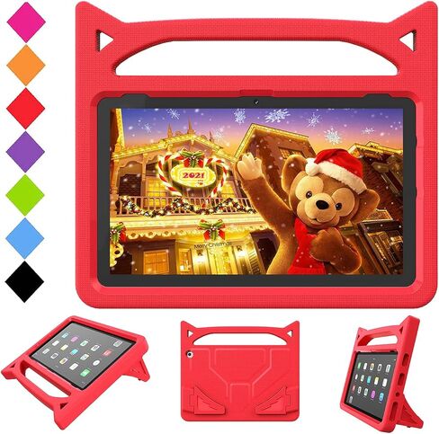 حافظة كمبيوتر لوحي Fire HD 10 للأطفال، حافظة Amazon Fire Tablet 10 (الجيل 13/11، إصدار 2023/2021)، أغطية خفيفة الوزن مضادة للصدمات مع حامل مقبض، أيضًا لهاتف Sony Nokia مقاس 10 بوصة، وردي in Kuwait