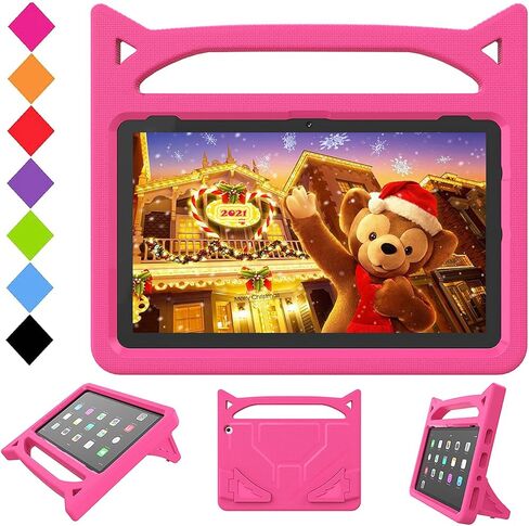 حافظة كمبيوتر لوحي Fire HD 10 للأطفال، حافظة Amazon Fire Tablet 10 (الجيل 13/11، إصدار 2023/2021)، أغطية خفيفة الوزن مضادة للصدمات مع حامل مقبض، أيضًا لهاتف Sony Nokia مقاس 10 بوصة، وردي in Kuwait