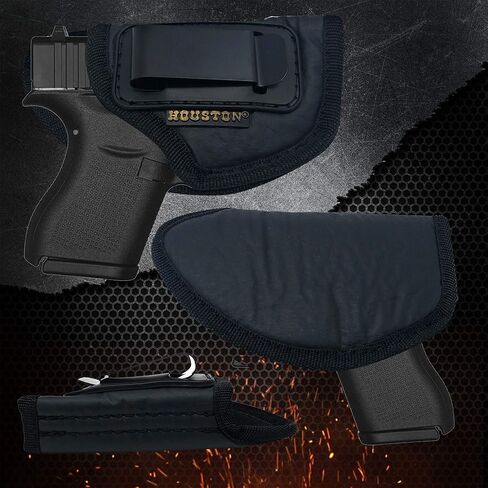 حافظة مسدس IWB من هيوستن - جلد صديق للبيئة مخفي داخل حزام الخصر مع مشبك معدني يناسب Glock 42، KAHR PM 45، MAKAROV.KELTEC PF9/P11 in Kuwait