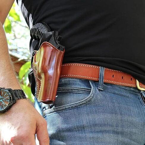 حافظة مجداف جلدية فاخرة تناسب محافظ S&W .410/45LC 2.75 بوصة، لون بني #1127# in Kuwait