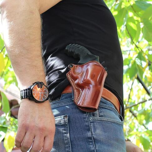 حافظة مجداف جلدية فاخرة تناسب محافظ S&W .410/45LC 2.75 بوصة، لون بني #1127# in Kuwait