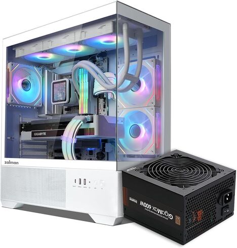 Zalman Chronix ATX Gaming PC Case (White) + 600W 80 Plus Bronze PSU Power Supply in Saudi Arabia