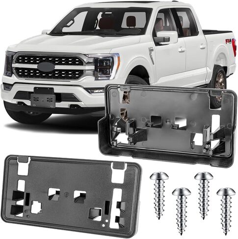 ملحقات دعامة لوحة الترخيص لسيارة Ford F250 F350 F450 F550 Super Duty 2020 2021 2022، إطار بديل لحامل لوحة الترخيص للمصد الأمامي باللون الأسود in Kuwait