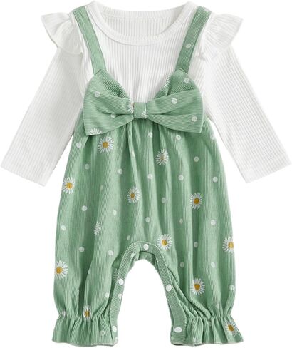 Baby Girl Bubble Romper Crochet Outfit Flower Jumpsuit Long Sleeve Floral Bodysuit Newborn Fall Winter Clothes in Kuwait