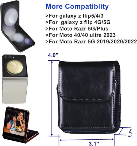 حافظة هاتف بحزام لهاتف Samsung Galaxy Z Flip 7 6 5 4 3، حقيبة هاتف جلدية، حامل هاتف بمشبك حزام لهاتف Motorola Razr + 2023 2024 2025، 40/50/60 Ultra، Razr 5G in Kuwait